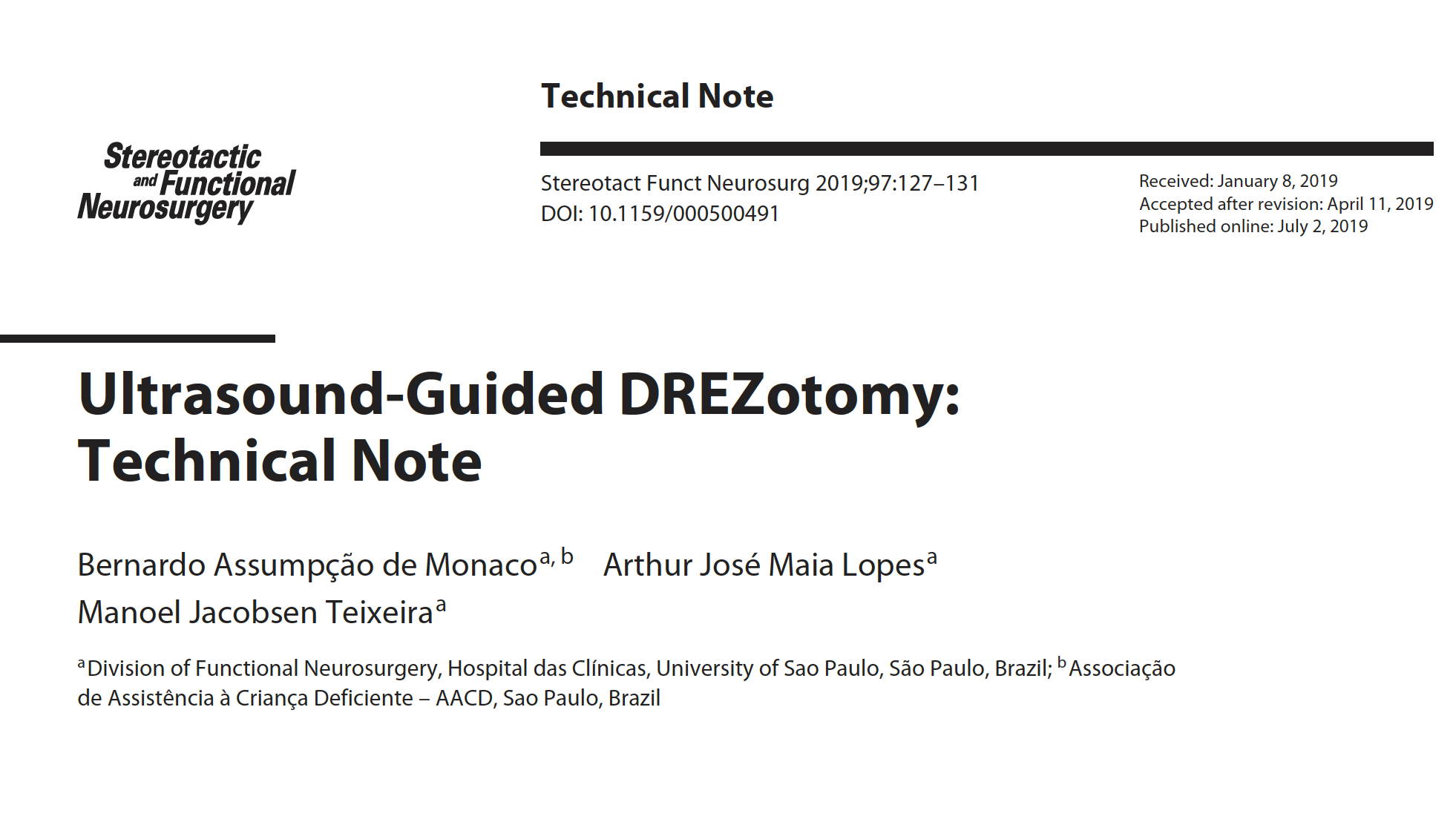 Técnica de DREZ descrita pelo Dr. Monaco com utilização de ultrassonografia intraoperatória