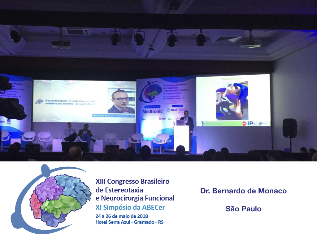 Bernardo de Monaco; Congresso Brasileiro de Neurocirurgia Funcional; Neurocirurgia Funcional; Espasticidade; Braquiterapia Cerebral; 